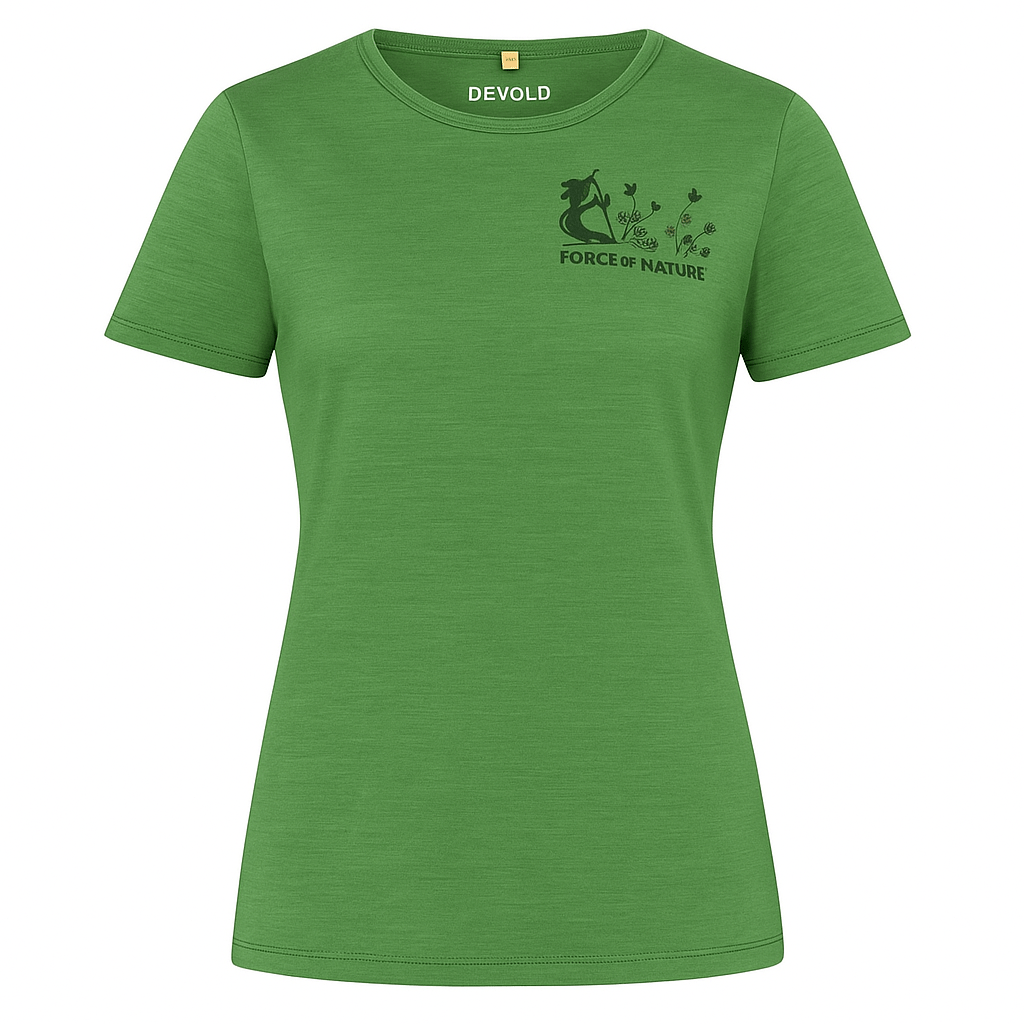 CLOVER 130 WOMAN MERINO TEE GRASS - Devold New Zealand