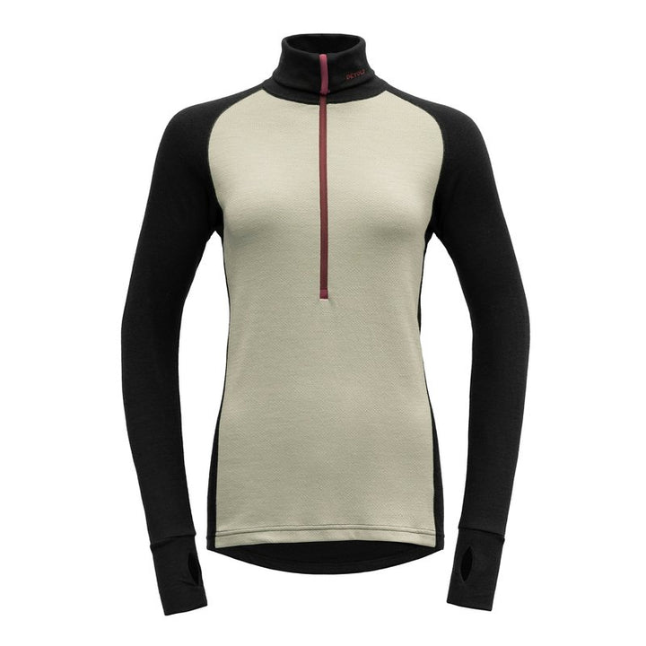 EXPEDITION MERINO 235 ZIP NECK WOMAN FOG/CAVIAR - Devold New Zealand