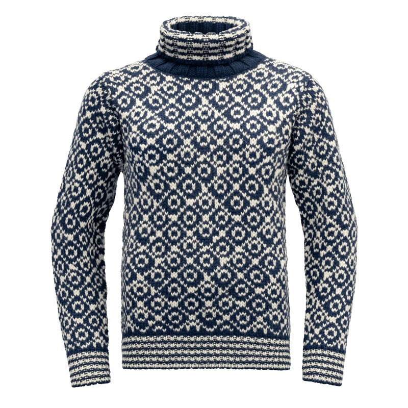 SVALBARD SWEATER HIGH NECK "NIGHT/OFFWHITE' - Devold New Zealand