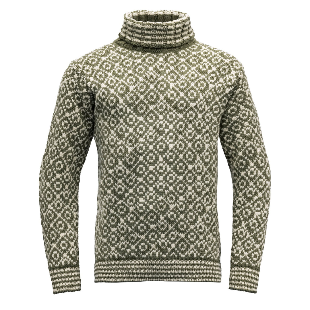 SVALBARD WOOL HIGH NECK 'OLIVE/OFF WHITE' - Devold New Zealand