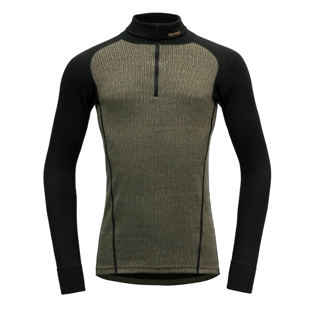 DUO ACTIVE MAN ZIP NECK LICHEN/CAVIAR - Devold New Zealand