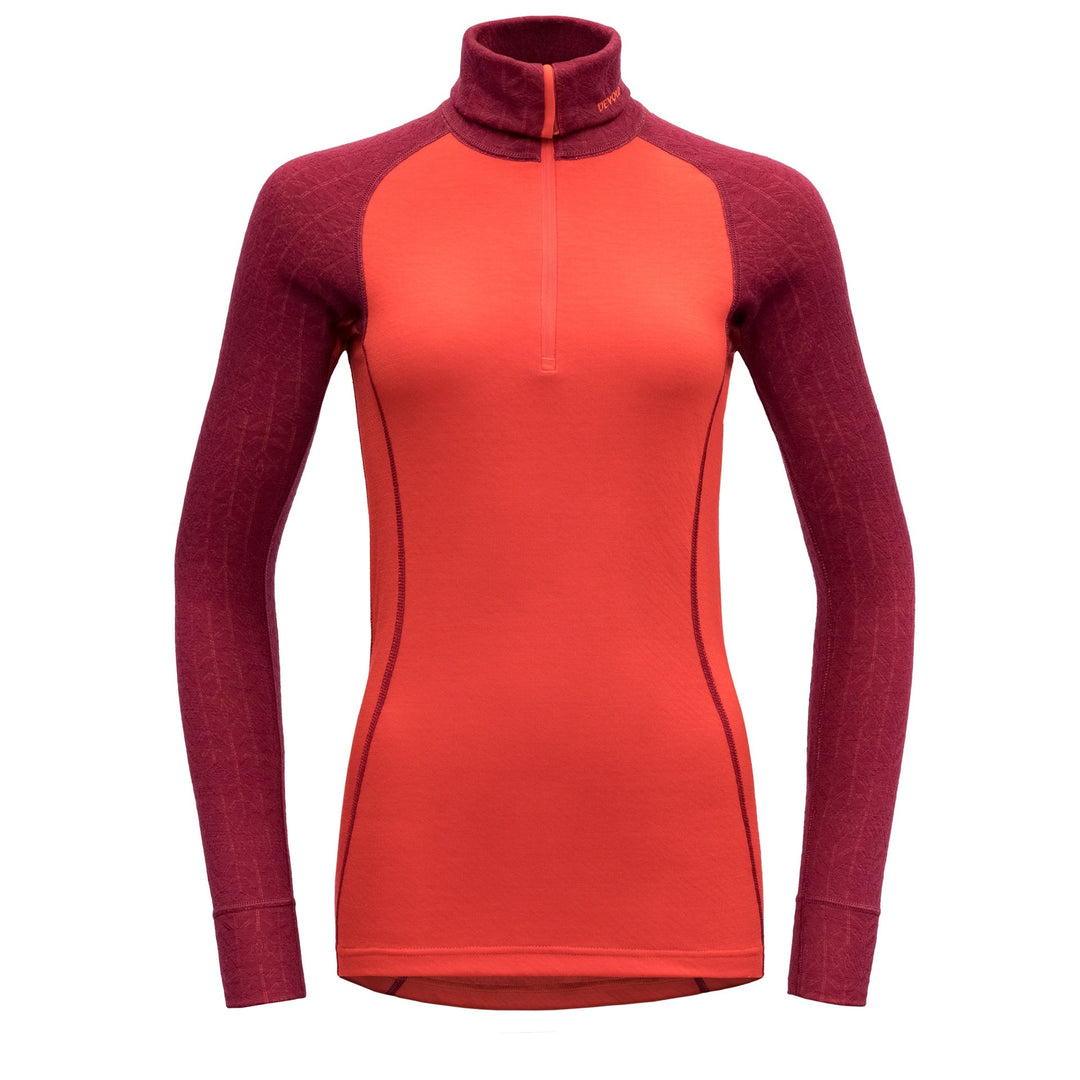 DUO ACTIVE WOMAN ZIP NECK BEETROOT - Devold New Zealand