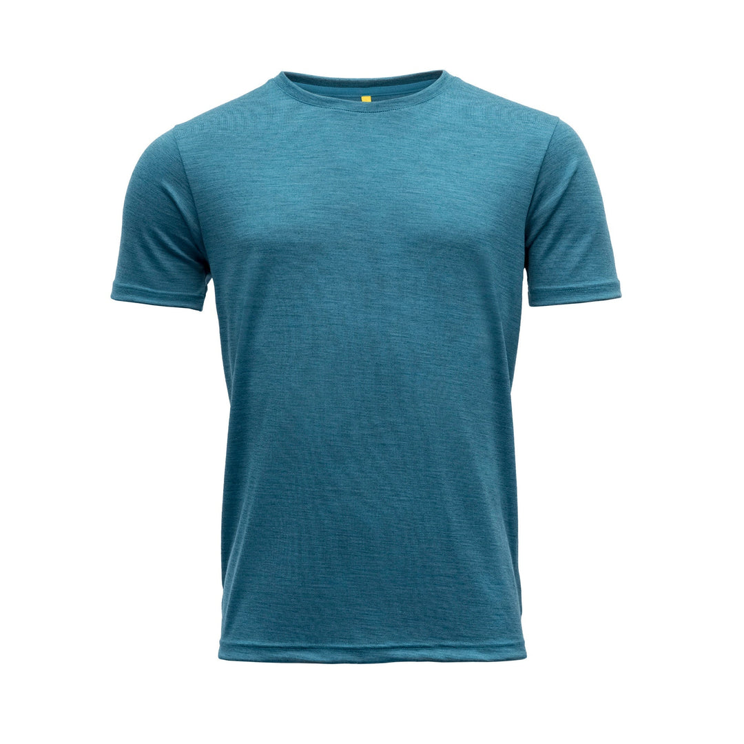 EIKA MERINO MAN TEE BLUE MELANGE - Devold New Zealand