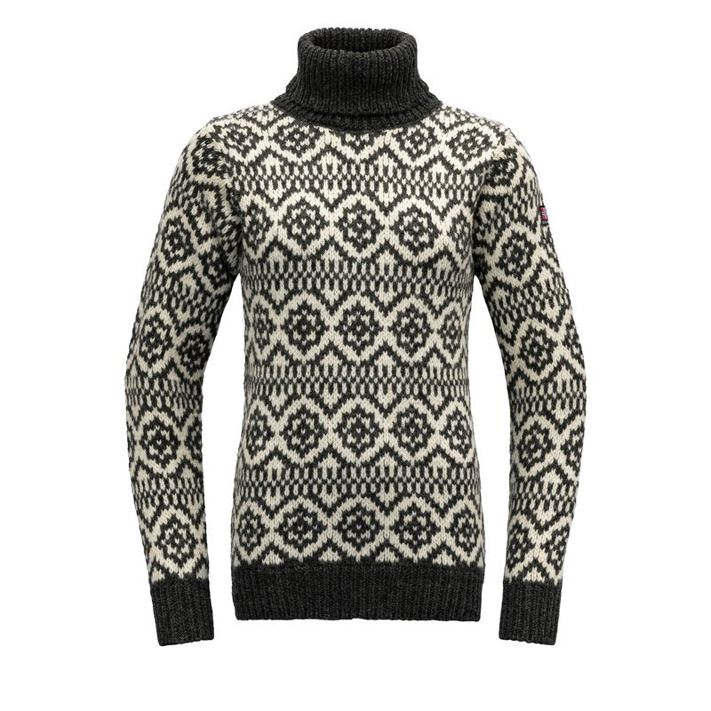 HODDEVIK WOOL HIGH NECK ANTHRACITE/OFF WHITE - Devold New Zealand