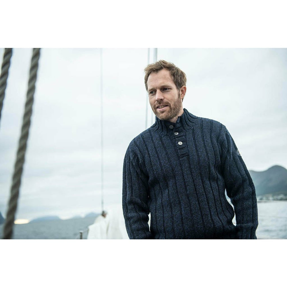 NANSEN RIB KNIT DARK BLUE MELANGE - Devold New Zealand