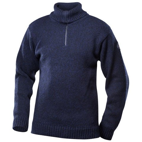 NANSEN SWEATER ZIP NECK DARK BLUE MELANGE - Devold New Zealand