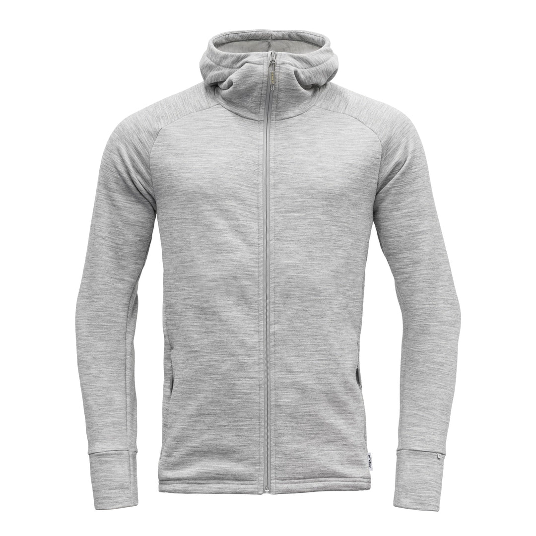 NIBBA MERINO JACKET W/HOOD GREY MELANGE - Devold New Zealand