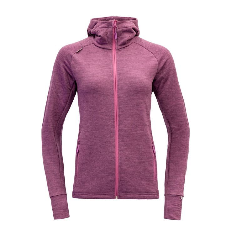 NIBBA MERINO JKT HOOD Woman IRIS MELANGE - Devold New Zealand