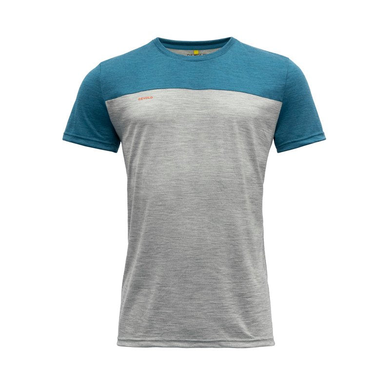 NORANG MAN TEE GREY MELANGE/BLUE MELANGE - Devold New Zealand