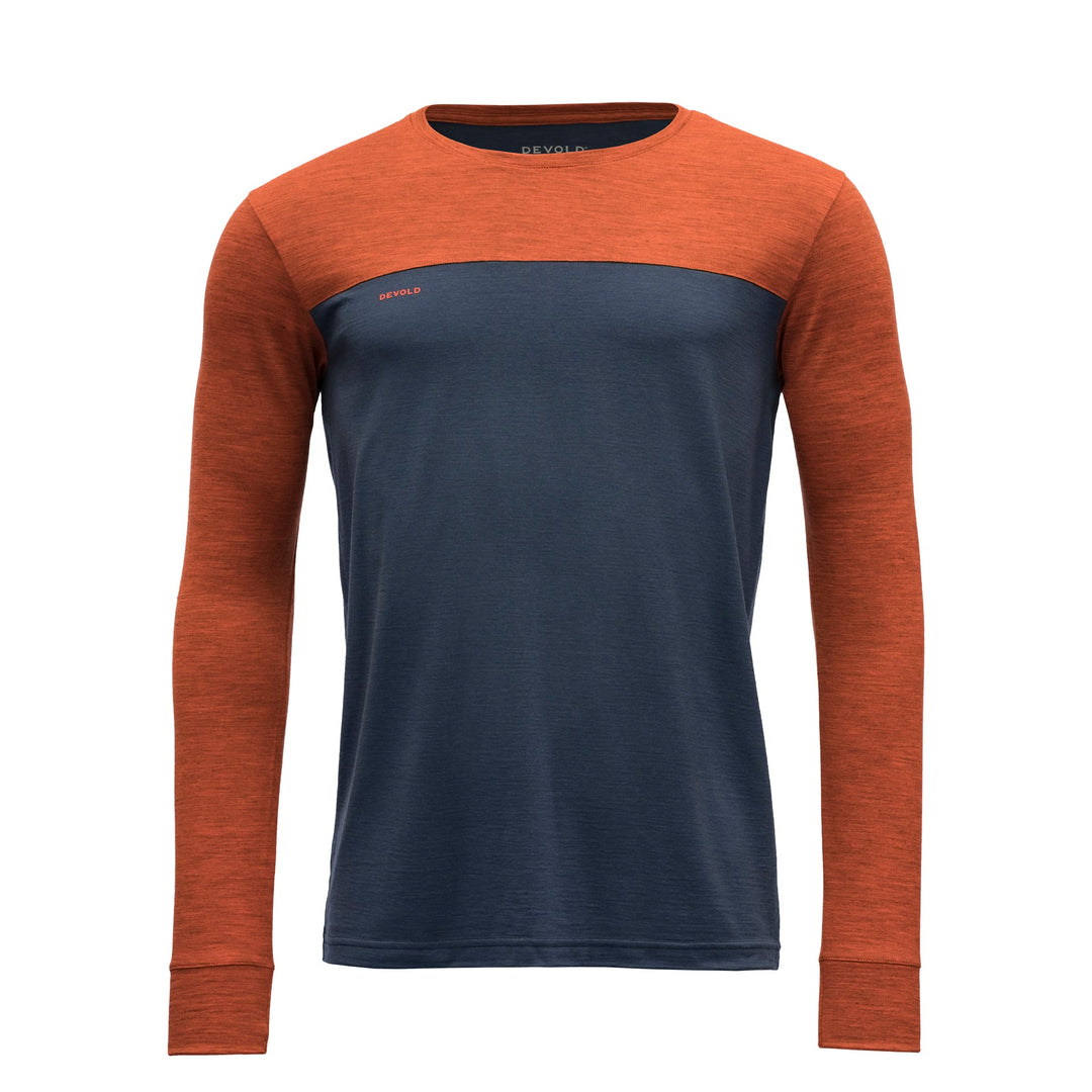 NORANG MERINO 150 SHIRT MAN BRICK MELANGE/NIGHT - Devold New Zealand