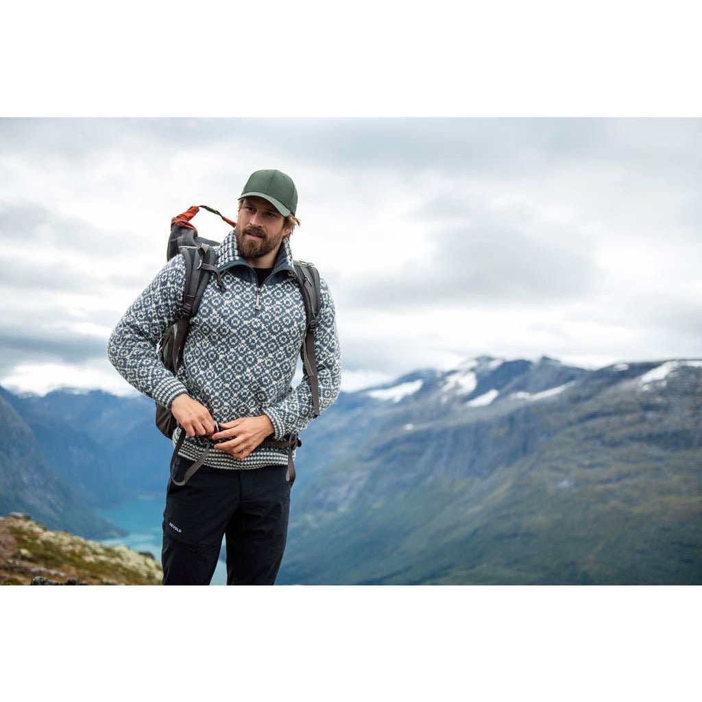 SVALBARD SWEATER ZIP NECK OFFWHITE ANTHRACITE Devold New Zealand