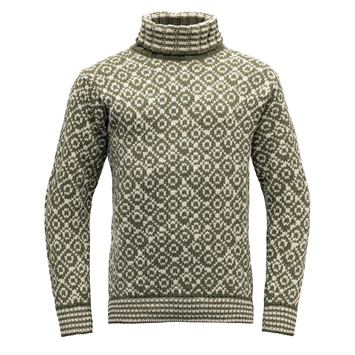 SVALBARD WOOL HIGH NECK 'OLIVE/OFF WHITE' - Devold New Zealand