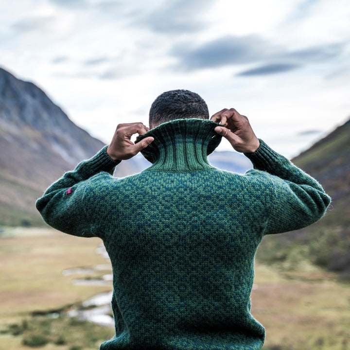 Svalbard Wool High Neck Sweater Forest/Woods - Devold New Zealand