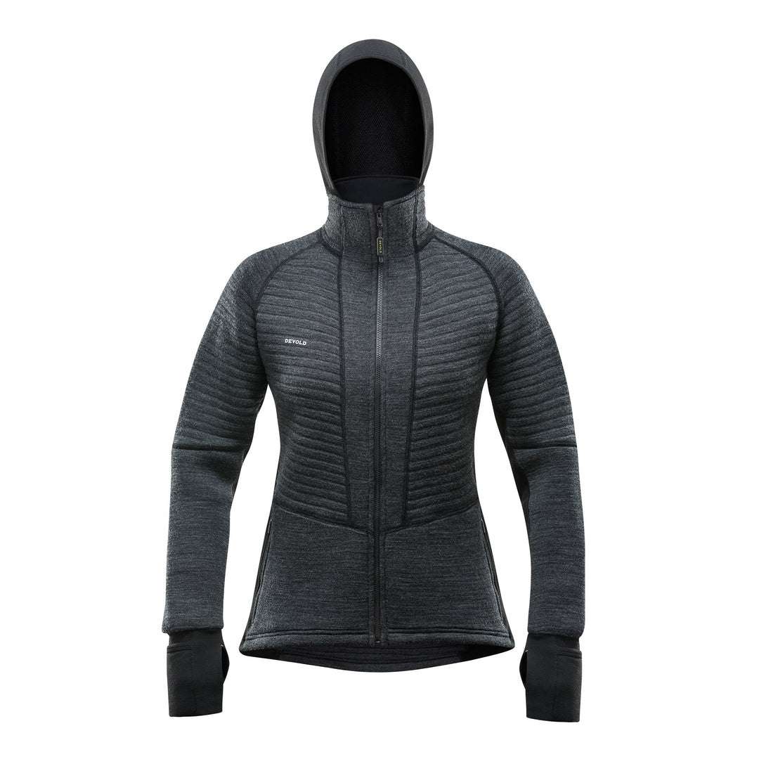 TINDEN SPACER WOMAN JACKET WITH HOOD ANTHRACITE - Devold New Zealand